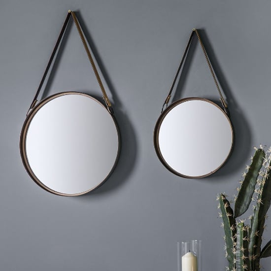 Morston Round Set Of 2 Wall Bedroom Mirrors In Bronze Frame