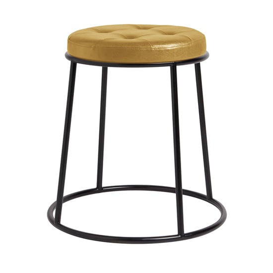Mortan Industrial Gold Faux Leather Low Stool With Black Frame