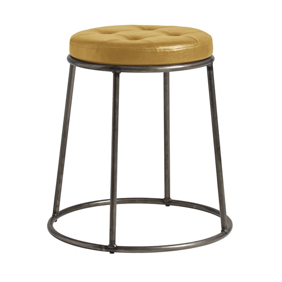 Mortan Industrial Gold Faux Leather Low Stool With Raw Frame
