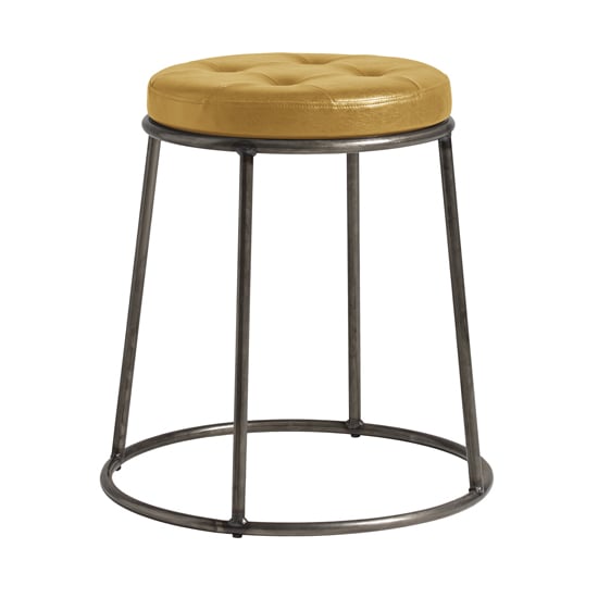 Photo of Mortan industrial gold faux leather low stool with raw frame