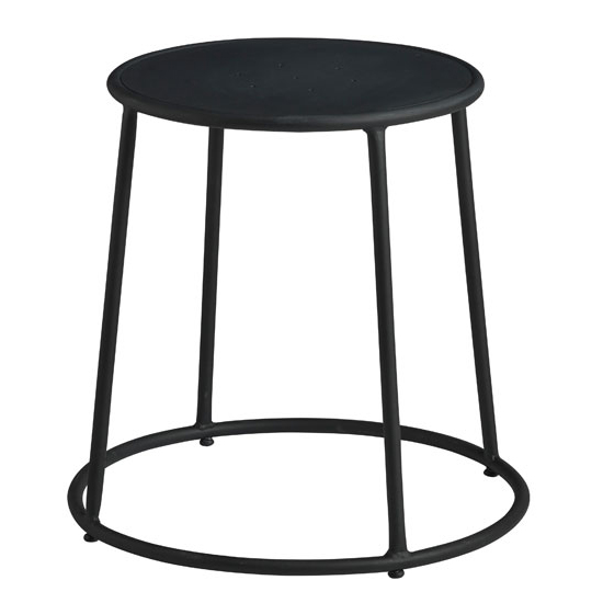 Mortan Industrial Metal Low Stool In Black