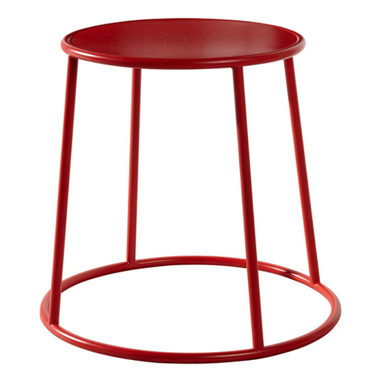 Mortan Industrial Metal Low Stool In Red