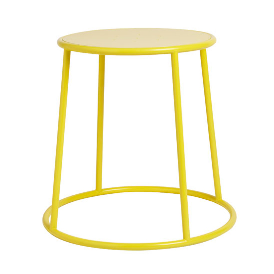 Mortan Industrial Metal Low Stool In Yellow