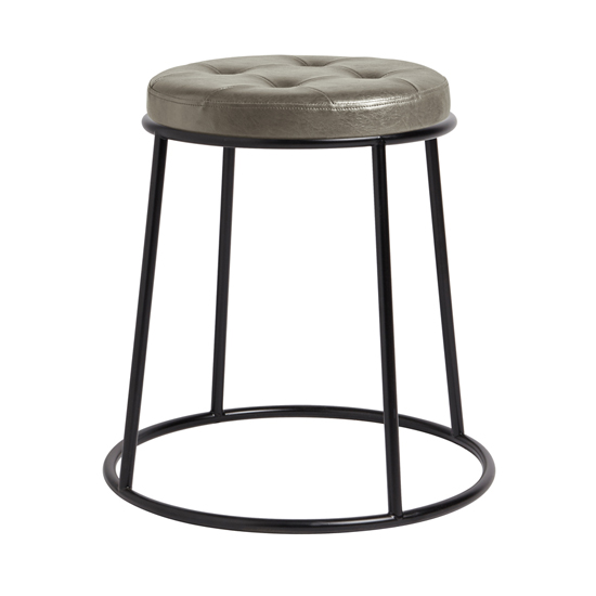 Photo of Mortan industrial silver faux leather low stool with black frame