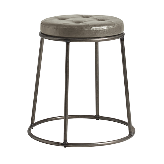 Product photograph of Mortan Industrial Silver Faux Leather Low Stool With Raw Frame from Furniture in Fashion