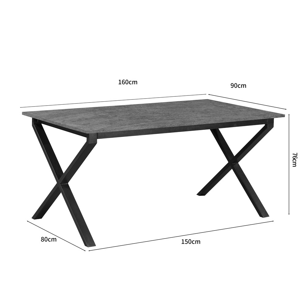 Morven Rectangular Wooden Dining Table in Concrete