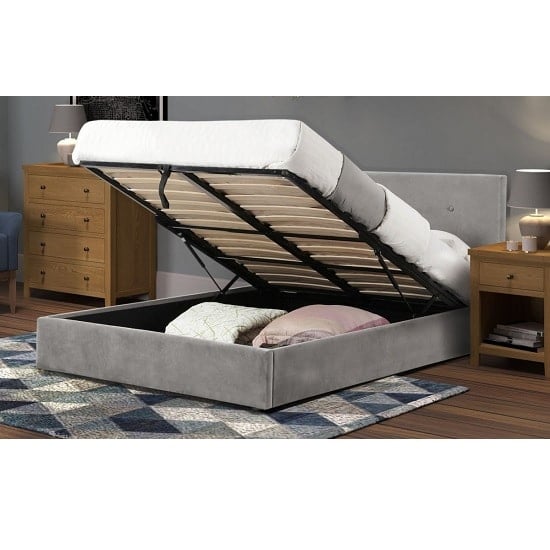 Photo of Safara fabric storage king size bed in slate grey velvet