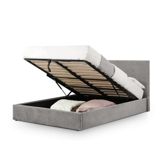Safara Fabric Storage King Size Bed In Slate Grey Velvet