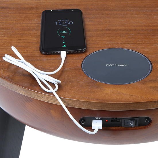 Morvik Wooden Smart Lamp Table Round In Ash