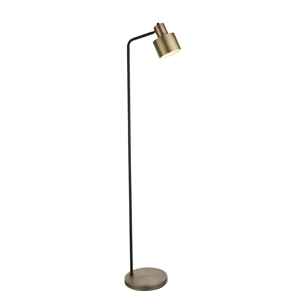 Mosinee Metal Floor Lamp In Matt Antique Brass And Matt Black