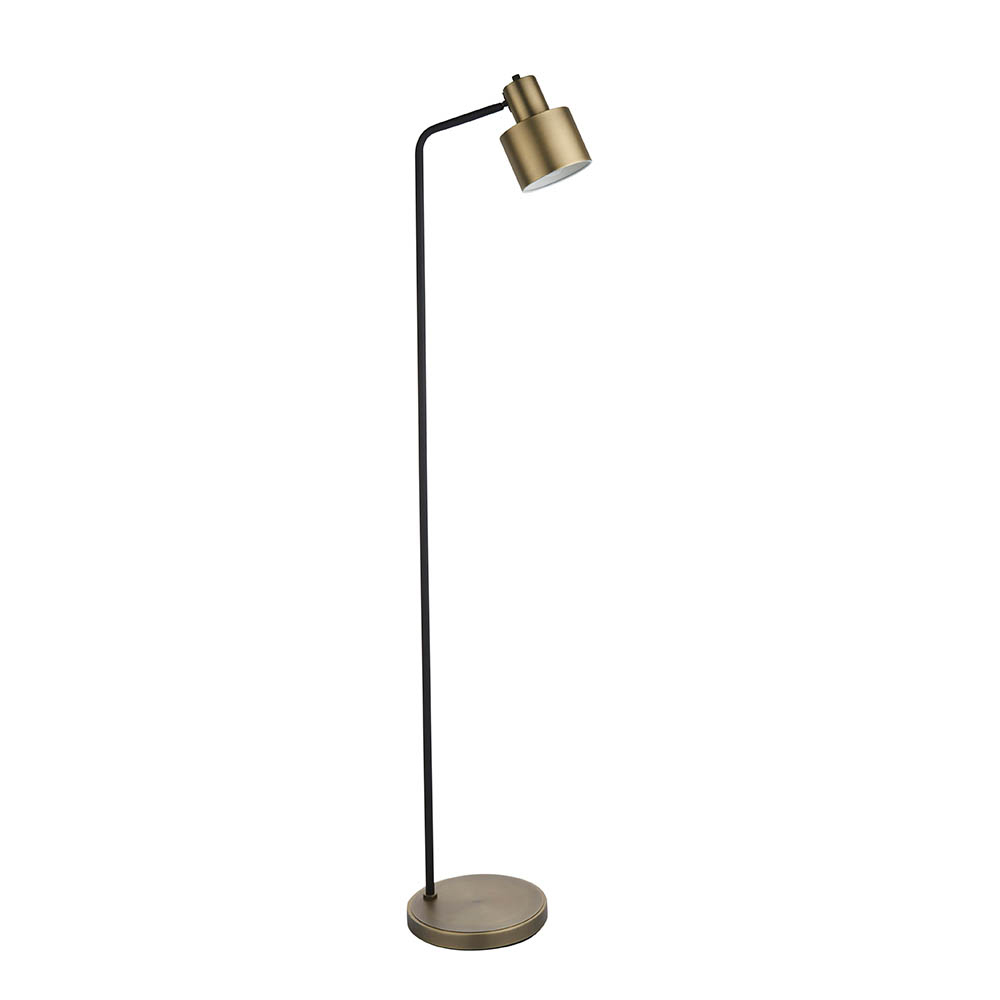 Mosinee Metal Floor Lamp In Matt Antique Brass And Matt Black