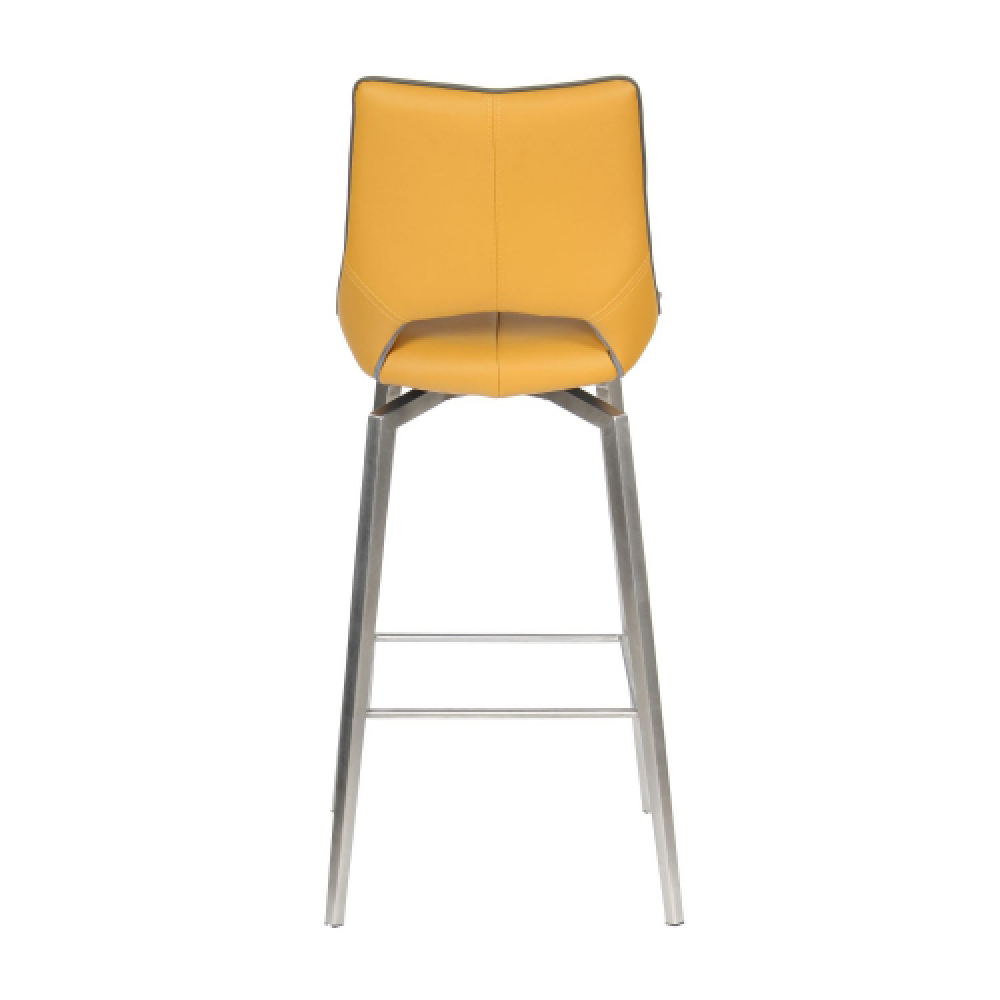 Mosul Yellow Leather Bar Chairs With Steel Legs In Pair