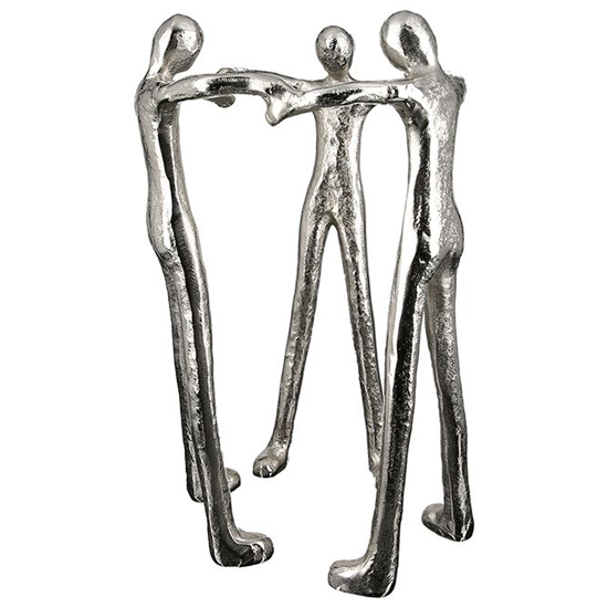 Read more about Motivation aluminium three man sculpture in antique silver