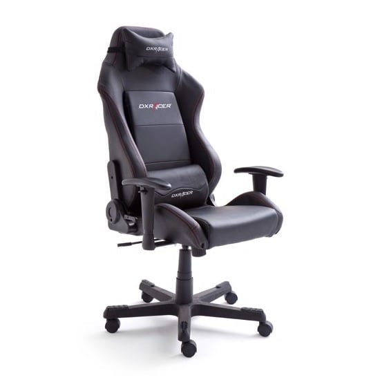 Motocross Office Chair In Black Faux Leather With Castors_1