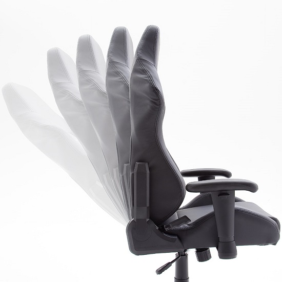 Motocross Office Chair In Black Faux Leather With Castors_4