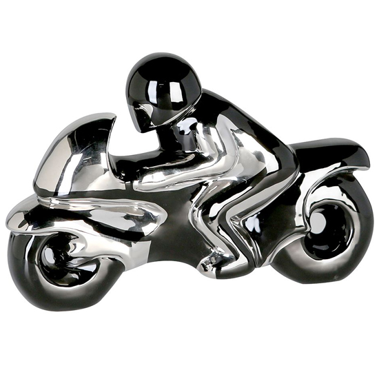 Read more about Motorbike ceramic sculpture in black and silver