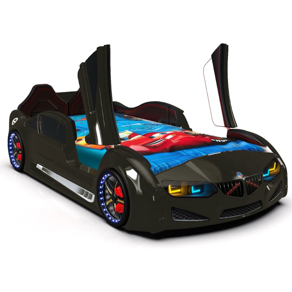 Motori Black ABS BMW Children Car Bed with Leather Seat and LED