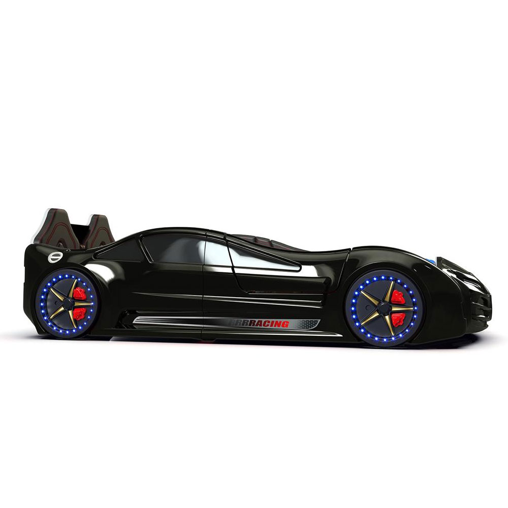 Motori Black ABS Bugatti Children Car Bed with Leather Seat and LED