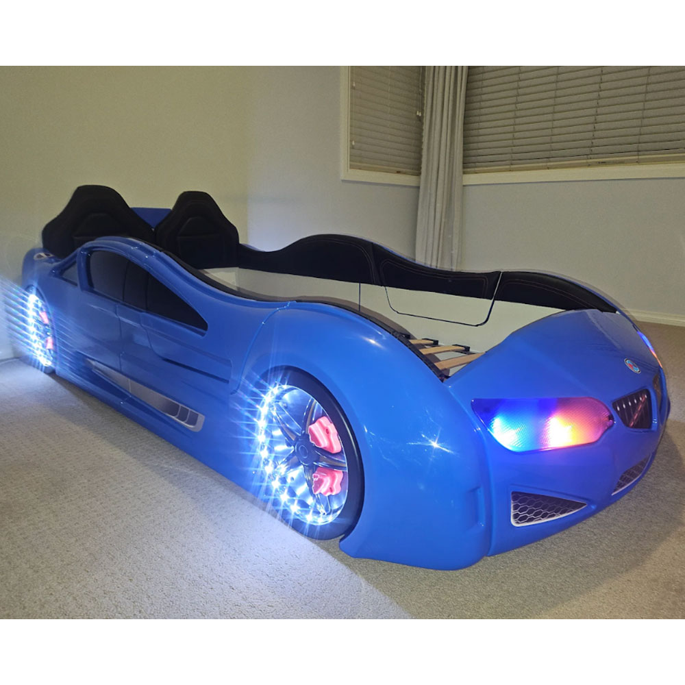 Motori Blue ABS BMW Children Car Bed with Leather Seat and LED