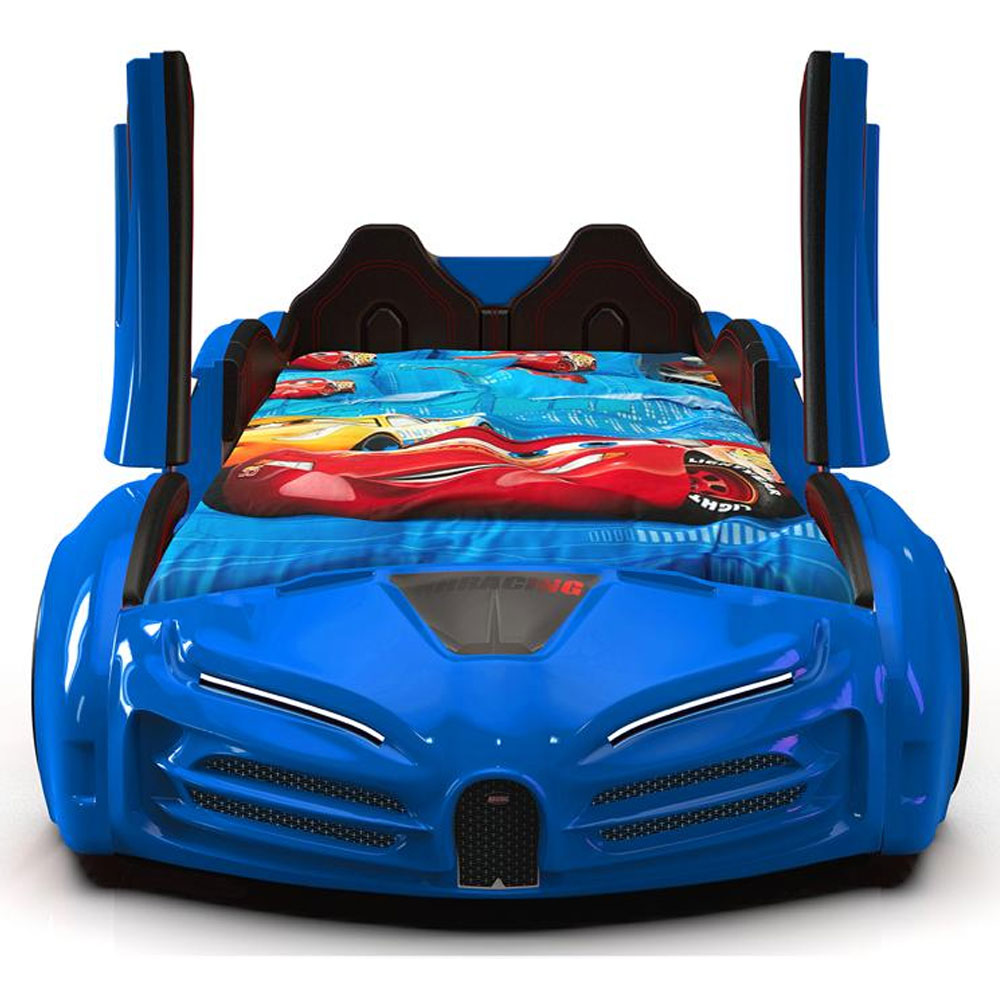 Motori Blue ABS Bugatti Children Car Bed with Leather Seat and LED