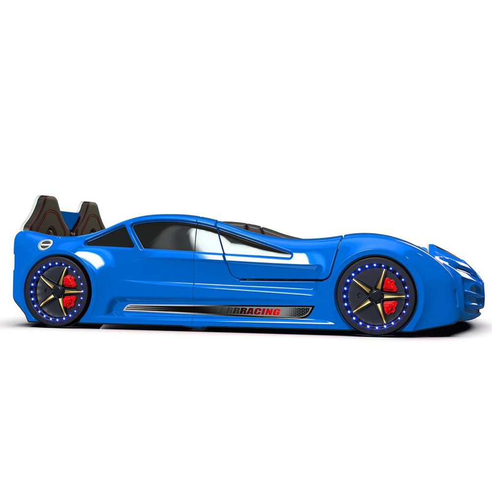 Motori Blue ABS Bugatti Children Car Bed with Leather Seat and LED