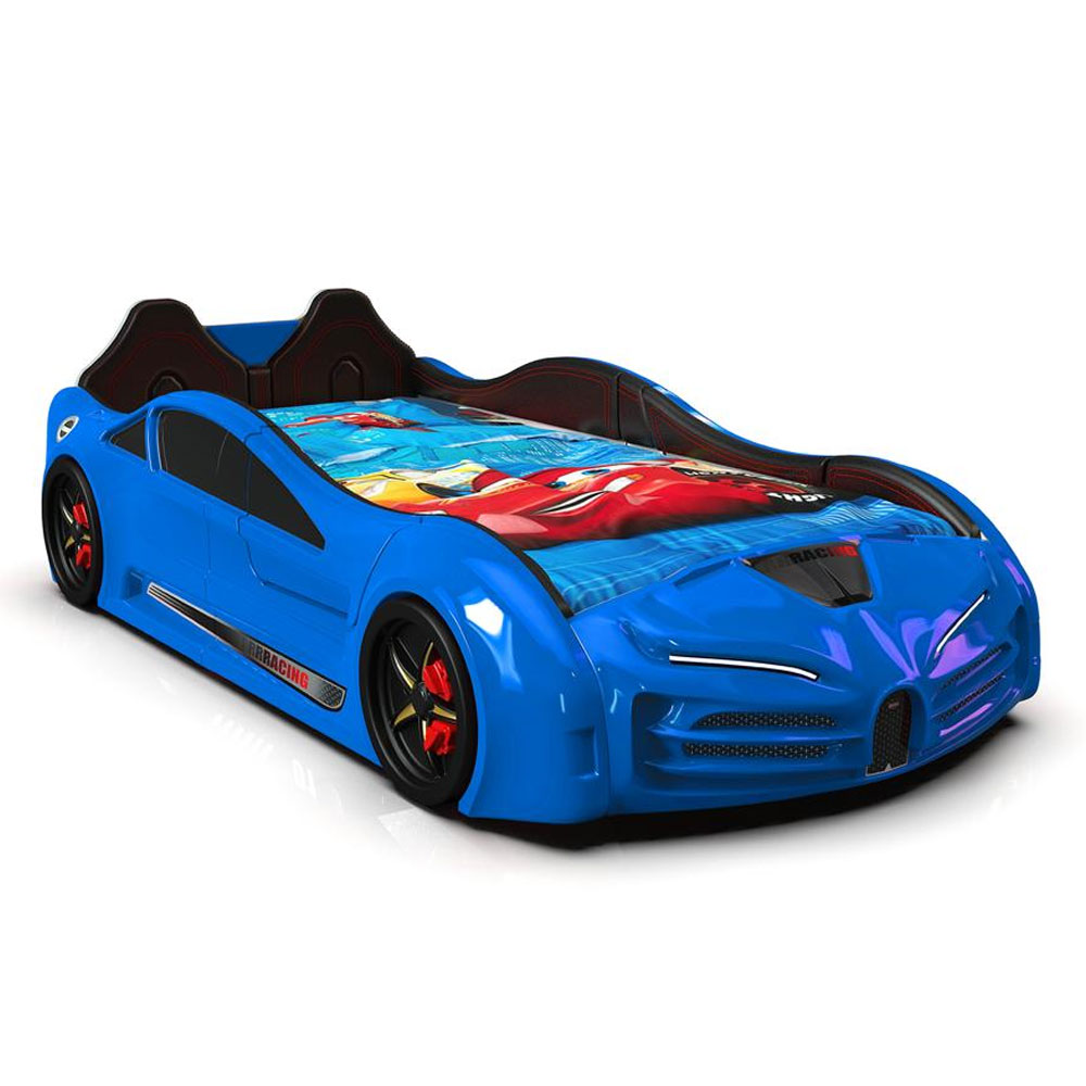 Motori Blue ABS Bugatti Children Car Bed with Leather Seat and LED