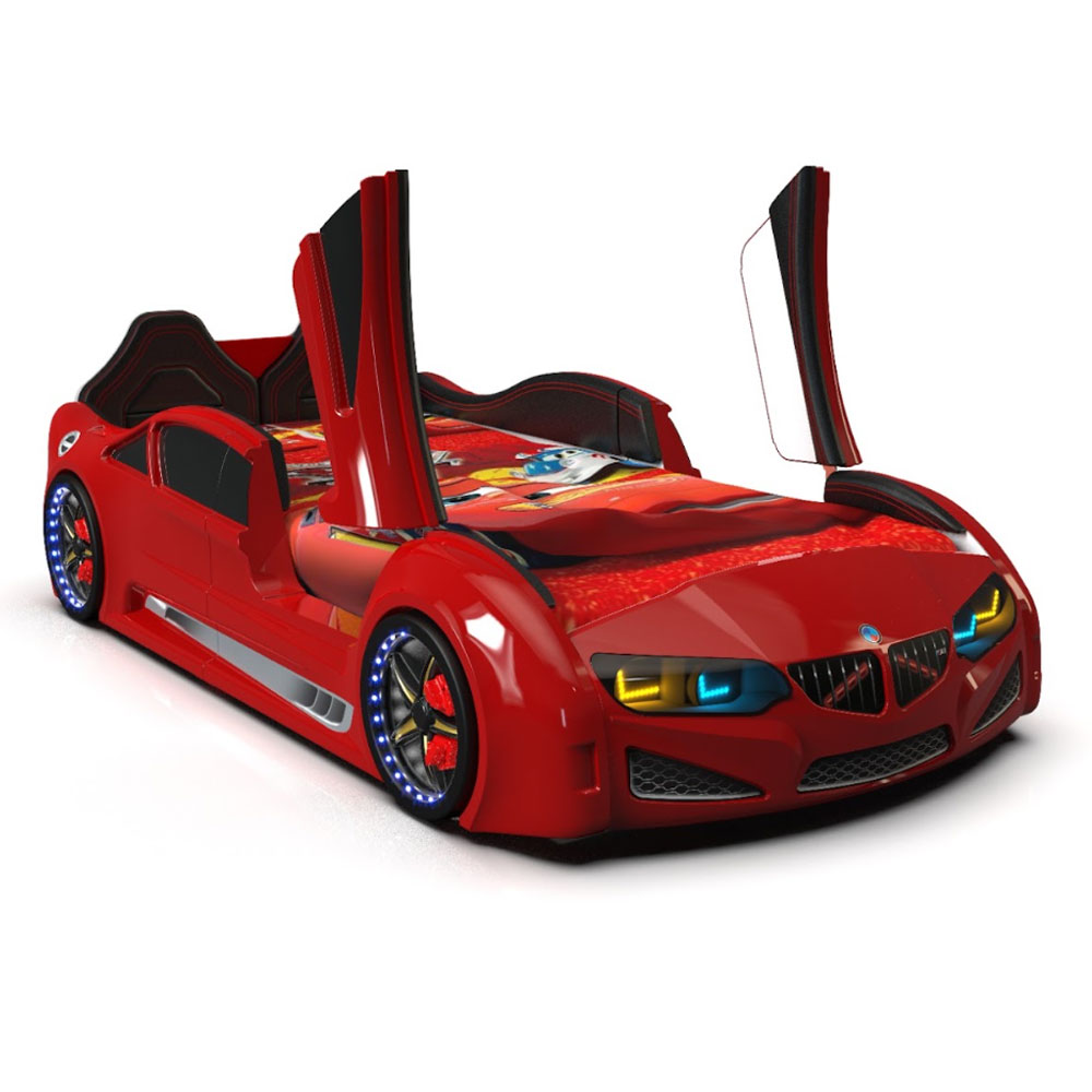Motori Red ABS BMW Children Car Bed with Leather Seat and LED
