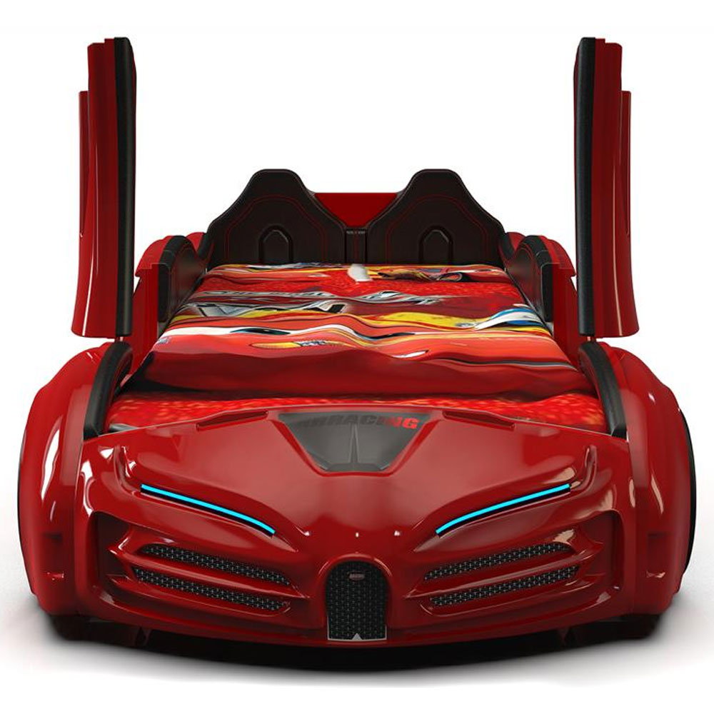 Motori Red ABS Bugatti Children Car Bed with Leather Seat and LED