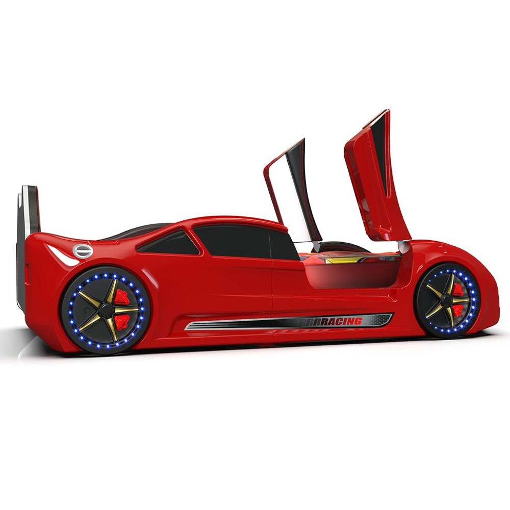 Motori Red ABS Bugatti Children Car Bed with Leather Seat and LED
