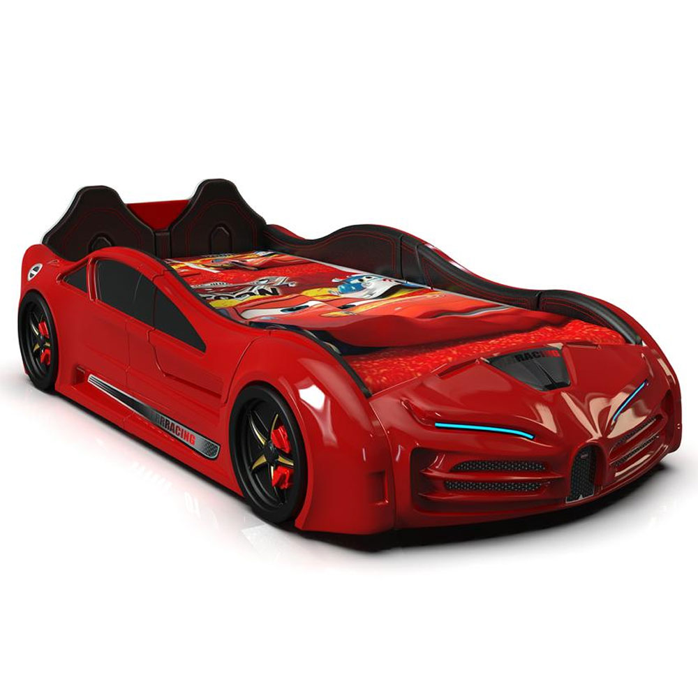 Motori Red ABS Bugatti Children Car Bed with Leather Seat and LED