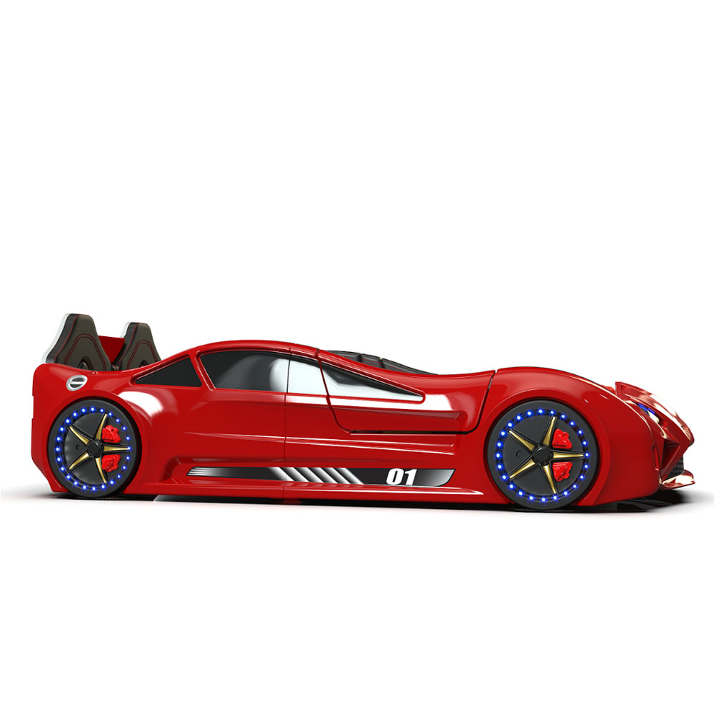 Motori Red ABS Lamborghini Children Car Bed with Leather Seat and LED