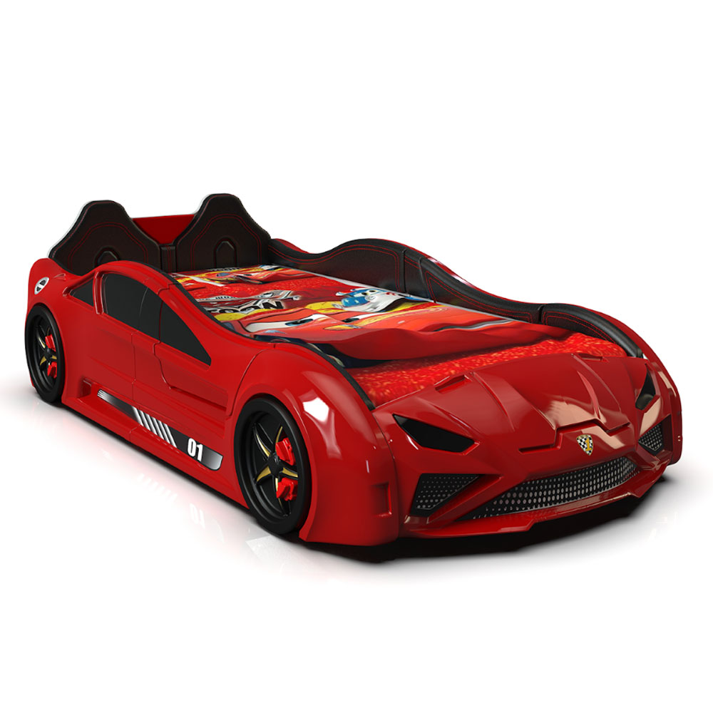 Motori Red ABS Lamborghini Children Car Bed with Leather Seat and LED