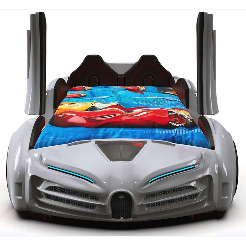 Motori White ABS Bugatti Children Car Bed with Leather Seat and LED
