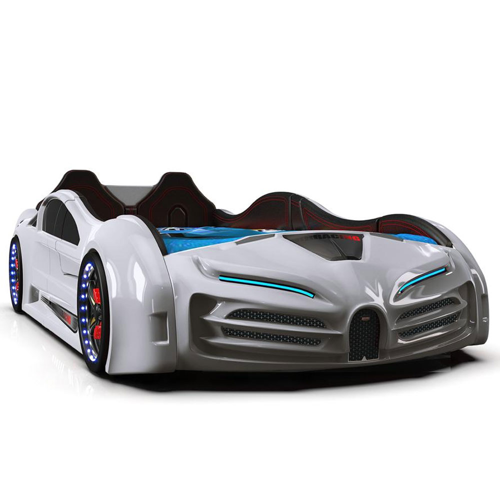 Motori White ABS Bugatti Children Car Bed with Leather Seat and LED