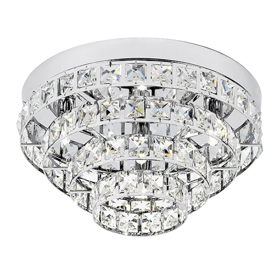 Product photograph of Motown 4 Lights Clear Crystals Flush Ceiling Light In Chrome from Furniture in Fashion