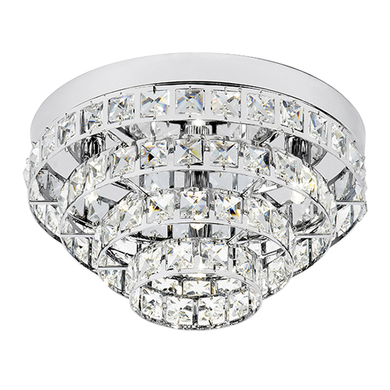 Product photograph of Motown 4 Lights Clear Crystals Flush Ceiling Light In Chrome from Furniture in Fashion