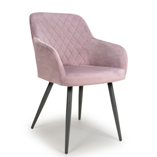 Moua Dusky Pink Brushed Velvet Dining Chairs In Pair_2