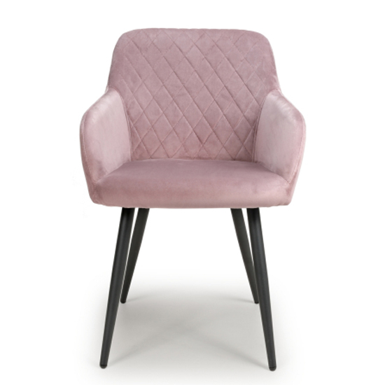 Moua Dusky Pink Brushed Velvet Dining Chairs In Pair_5