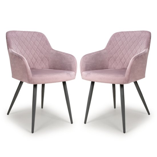 Moua Dusky Pink Brushed Velvet Dining Chairs In Pair Furniture in Fashion