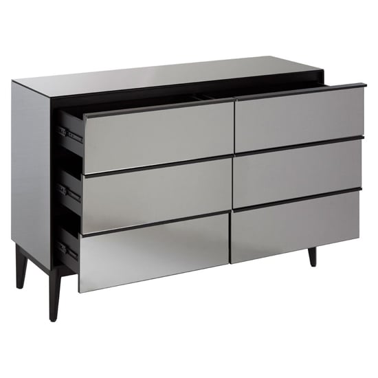 Mouhoun Mirrored Glass Chest Of 6 Drawers In Grey And Black_5