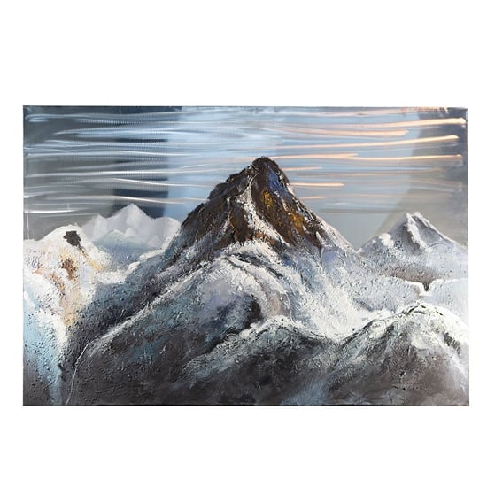 Mountain 3D Picture Canvas Wall Art In Silver And Grey
