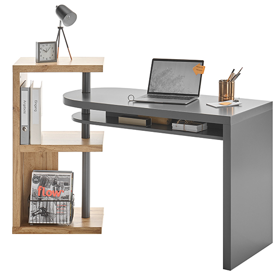 Moura Wooden Swilleing Computer Desk In Grey_2