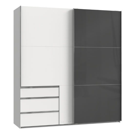 Read more about Moyd mirrored sliding wardrobe in grey and white