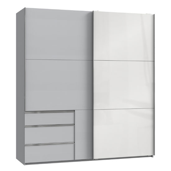 Read more about Moyd mirrored sliding wardrobe in white and light grey