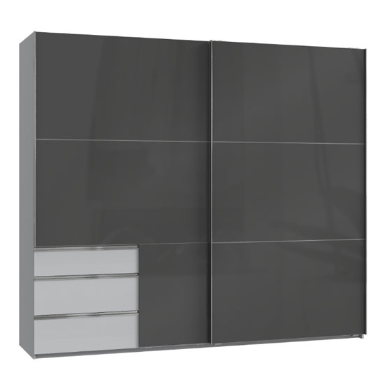 Read more about Moyd wooden sliding wide wardrobe in grey and light grey