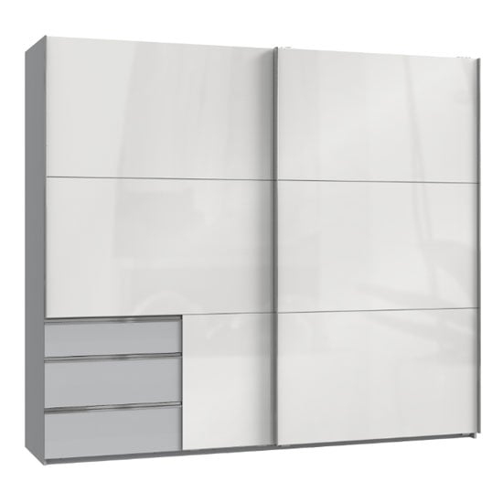 Read more about Moyd wooden sliding wide wardrobe in white and light grey