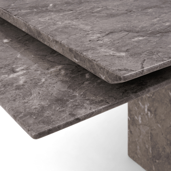 Molarity Extending Wooden Dining Table In Grey Marble Effect_5