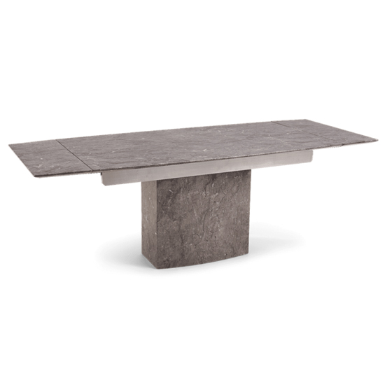 Molarity Extending Wooden Dining Table In Grey Marble Effect_6