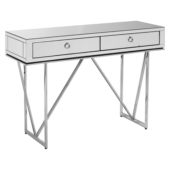 Mpingo Mirrored Console Table With Silver Stainless Steel Frame_2