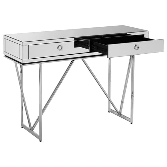 Mpingo Mirrored Console Table With Silver Stainless Steel Frame_3